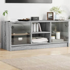 Tv-meubel met glazen deuren en bewerkt hout voor een strakke look - Grijs sonoma / 1 - Tv-meubels