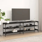 Tv-meubel met industrieel ontwerp en bewerkt hout met verstelbare poten - Zwart / 1 / 160 cm - Tv-meubels
