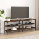 Tv-meubel met industrieel ontwerp en bewerkt hout met verstelbare poten - bruin eikenkleur / 1 / 140 cm - Tv-meubels
