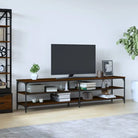 Tv-meubel met industrieel ontwerp en bewerkt hout met verstelbare poten - bruin eikenkleur / 1 / 200 cm - Tv-meubels