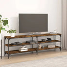Tv-meubel met industrieel ontwerp en bewerkt hout met verstelbare poten - Gerookt eiken / 1 / 160 cm - Tv-meubels