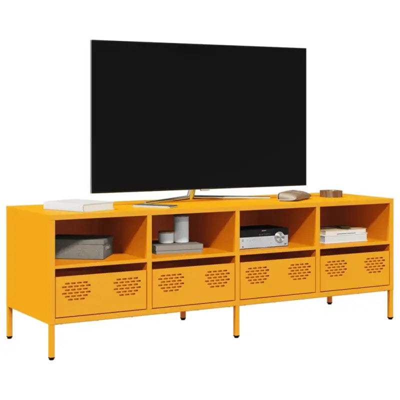 Tv-meubel met koudgewalst staal en verstelbare schroefpoten - Mosterdgeel / 1 / 135 cm - Tv-meubels