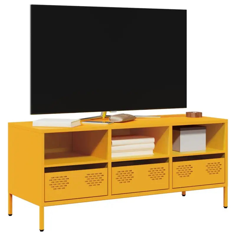 Tv-meubel met koudgewalst staal en verstelbare schroefpoten - Mosterdgeel / 1 / 101.5 cm - Tv-meubels