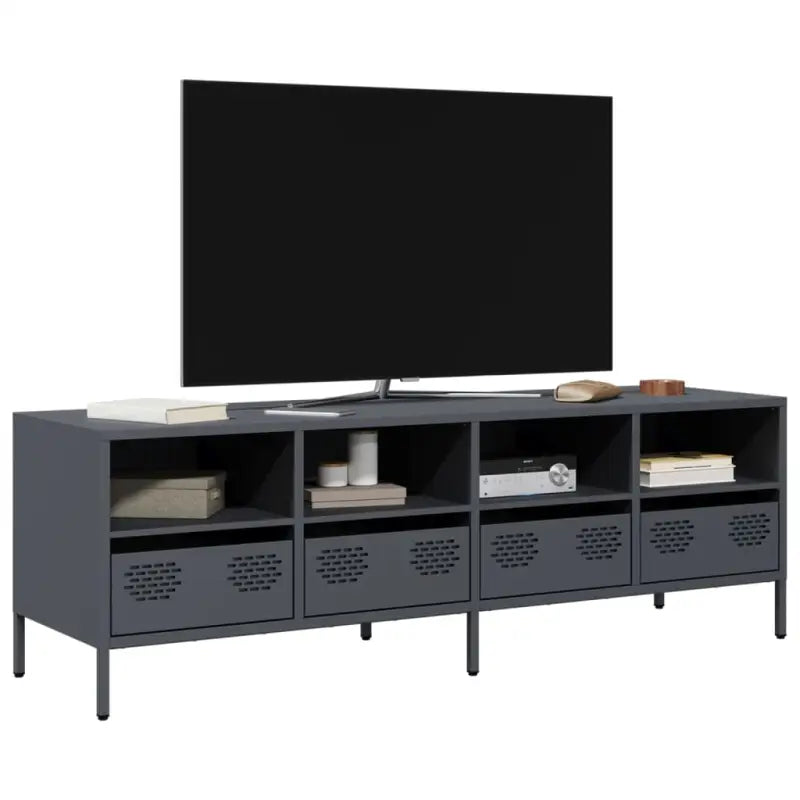 Tv-meubel met koudgewalst staal en verstelbare schroefpoten - Antraciet / 1 / 135 cm - Tv-meubels