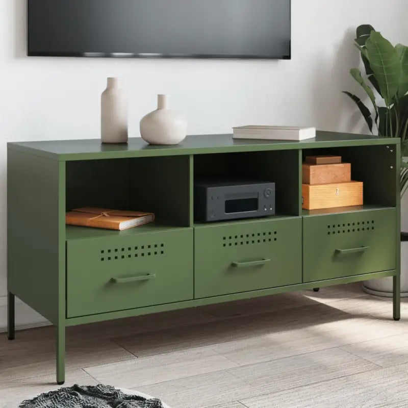 Tv-meubel met koudgewalst staal en verstelbare schroefpoten - Groen / 1 - Tv-meubels