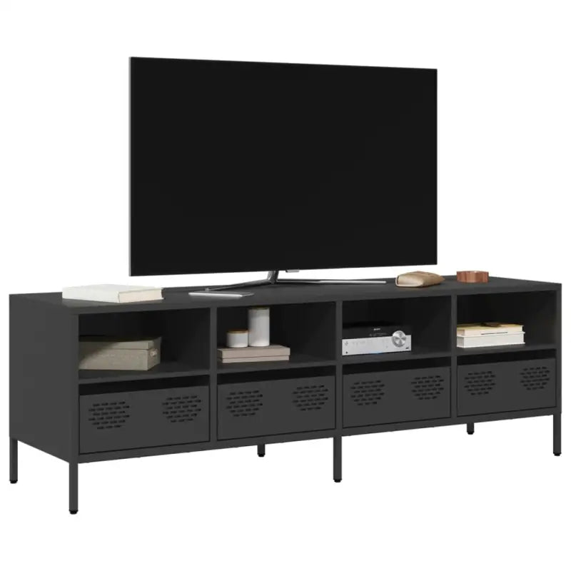 Tv-meubel met koudgewalst staal en verstelbare schroefpoten - Zwart / 1 / 135 cm - Tv-meubels