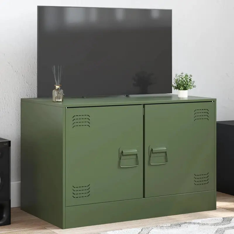Tv-meubel met koudgewalst staal voor een trendy en stabiel design - Olijfgroen / 1 - Tv-meubels