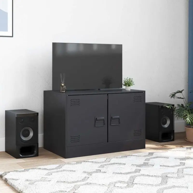 Tv-meubel met koudgewalst staal voor een trendy en stabiel design - Zwart / 1 - Tv-meubels