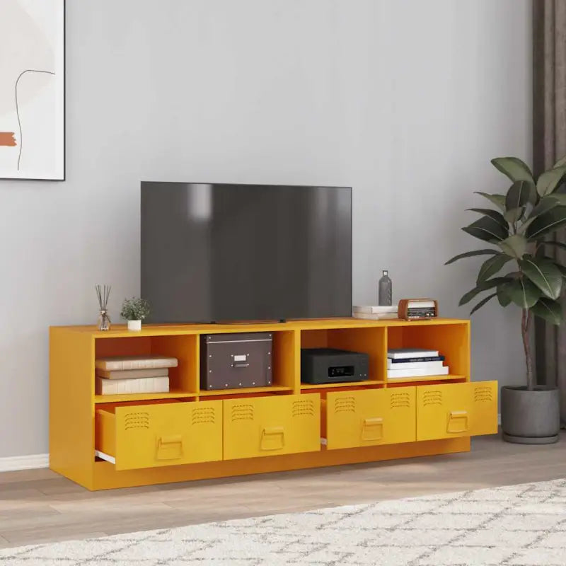 Tv-meubel met koudgewalst staal voor een trendy en stabiele uitstraling - Mosterdgeel / 2 - Tv-meubels