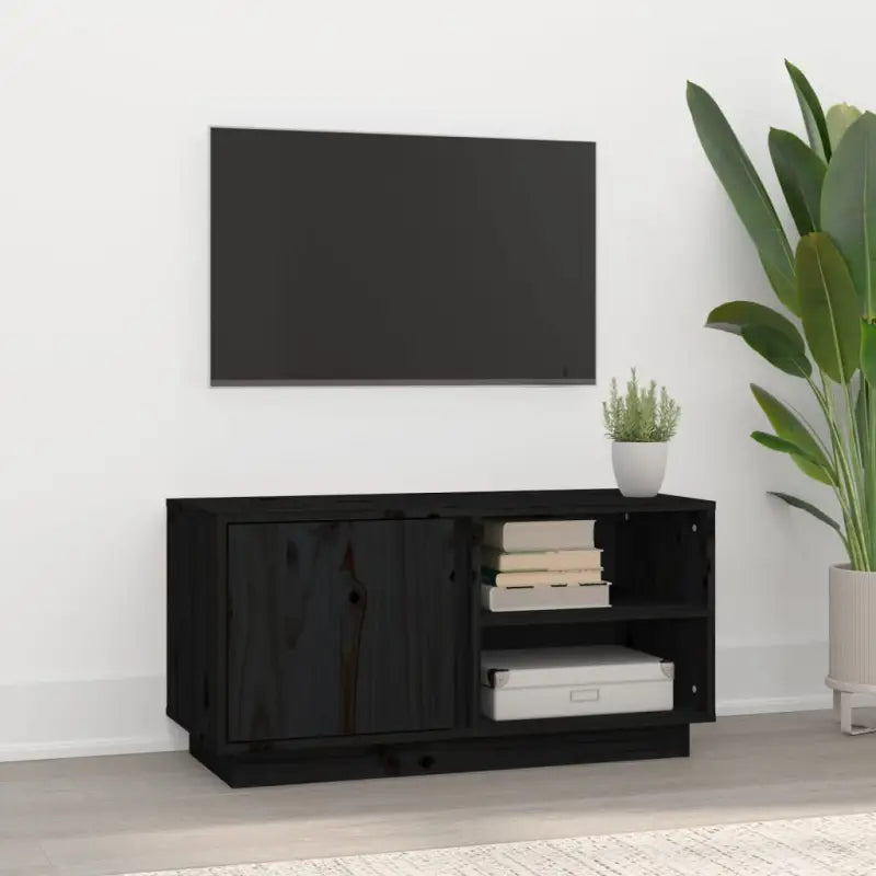 Tv-meubel met massief grenenhout voor een trendy en natuurlijk interieur - Zwart / 1 - Tv-meubels
