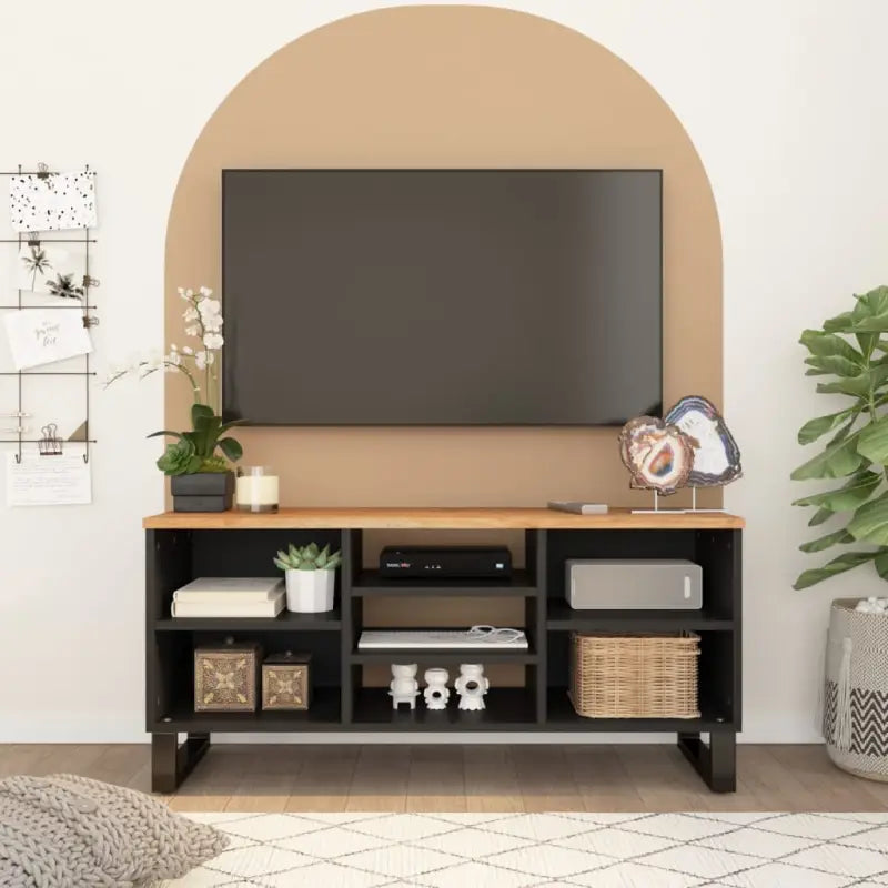 Tv-meubel met massief mangohout en bewerkt hout voor een trendy kamer - Bruin / 1 - Tv-meubels