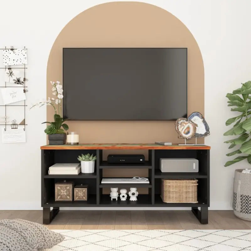 Tv-meubel met massief mangohout en bewerkt hout voor een trendy kamer - Multikleur / 1 - Tv-meubels