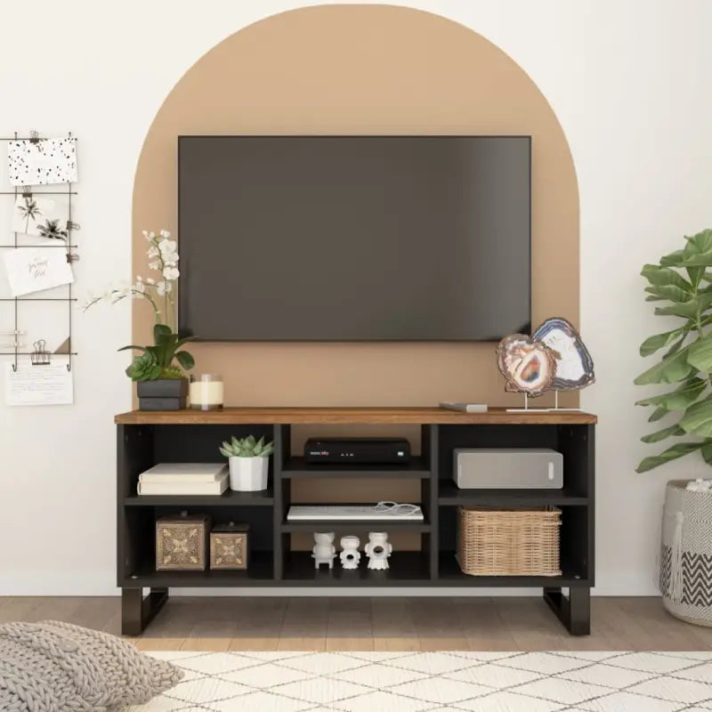 Tv-meubel met massief mangohout en bewerkt hout voor een trendy kamer - Honingbruin / 1 - Tv-meubels