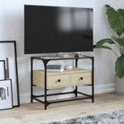 Tv-meubel met metalen frame en glazen blad voor een industrieel interieur - Sonoma eiken / 1 / 60 cm - Tv-meubels