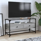 Tv-meubel met metalen frame en glazen blad voor een industrieel interieur - Grijs sonoma / 1 / 98 cm - Tv-meubels