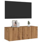 Tv-meubel met neerklapbare deuren en bewerkt hout voor een stijlvolle kamer - artisanaal eikenkleurig / 1 / 80 cm