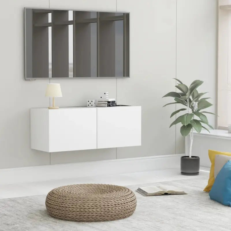 Tv-meubel met neerklapbare deuren en bewerkt hout voor een stijlvolle kamer - Wit / 1 / 80 cm - Tv-meubels