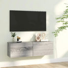 Tv-meubel met neerklapbare deuren en bewerkt hout voor een stijlvolle kamer - Grijs sonoma / 1 / 100 cm - Tv-meubels