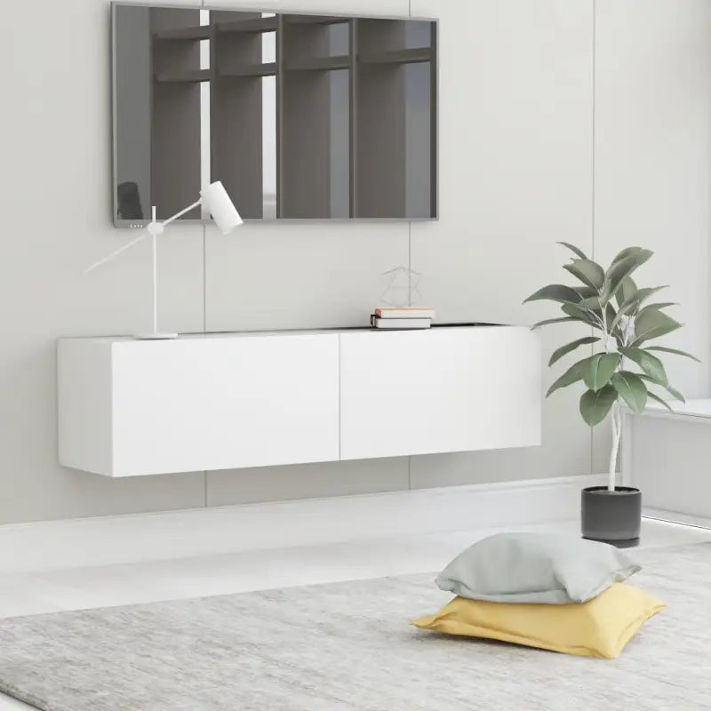 Tv-meubel met neerklapbare deuren en bewerkt hout voor een stijlvolle kamer - Wit / 1 / 120 cm - Tv-meubels
