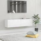 Tv-meubel met neerklapbare deuren en bewerkt hout voor een stijlvolle kamer - Hoogglans wit / 1 / 120 cm - Tv-meubels