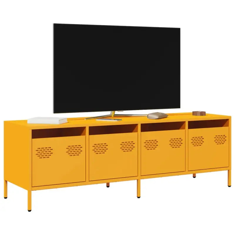 Tv-meubel met opbergruimte in robuust koudgewalst staal - Mosterdgeel / 1 / 135 cm - Tv-meubels