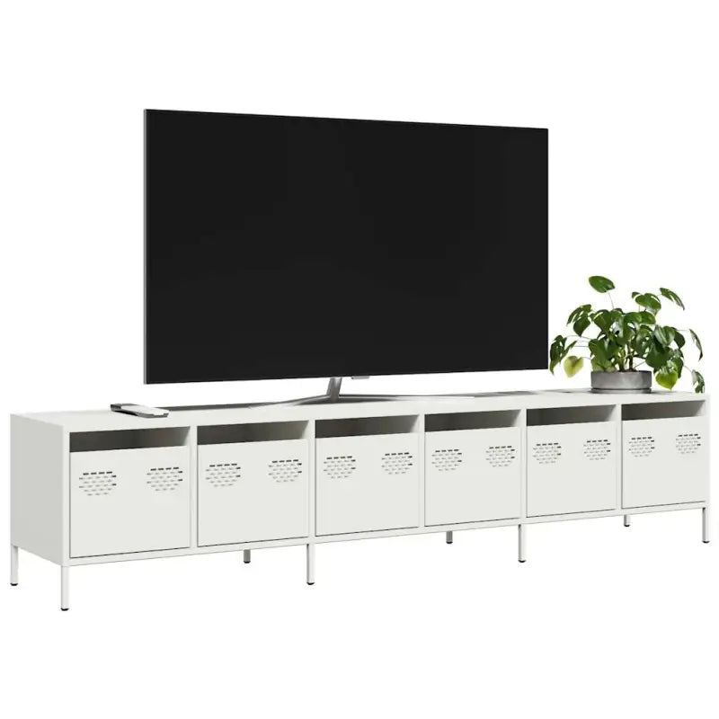 Tv-meubel met opbergruimte in robuust koudgewalst staal - Wit / 1 / 202 cm - Tv-meubels
