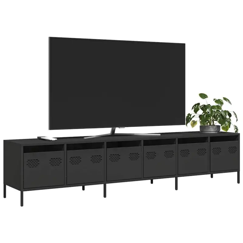 Tv-meubel met opbergruimte in robuust koudgewalst staal - Zwart / 1 / 202 cm - Tv-meubels