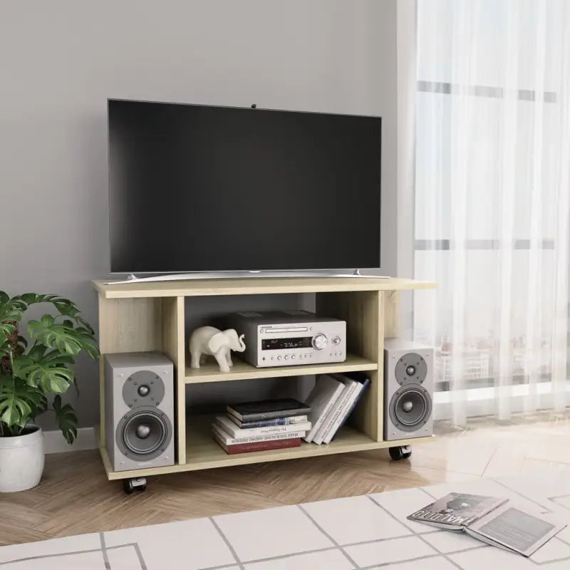 Tv-meubel met open schappen en bewerkt hout voor een trendy interieur - Sonoma eiken / 1 - Tv-meubels