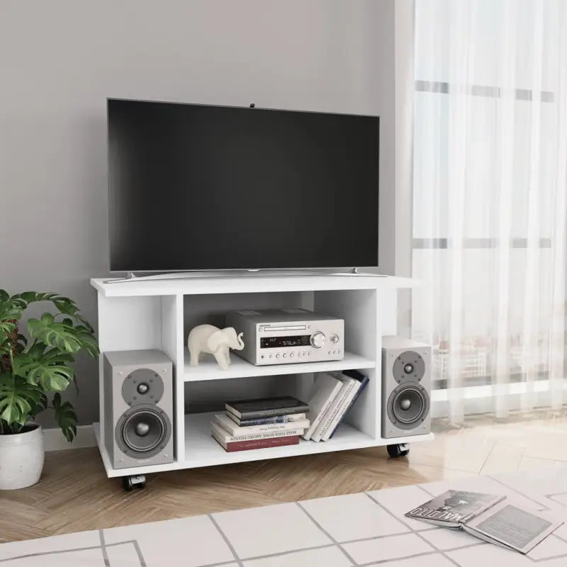 Tv-meubel met open schappen en bewerkt hout voor een trendy interieur - Wit / 1 - Tv-meubels