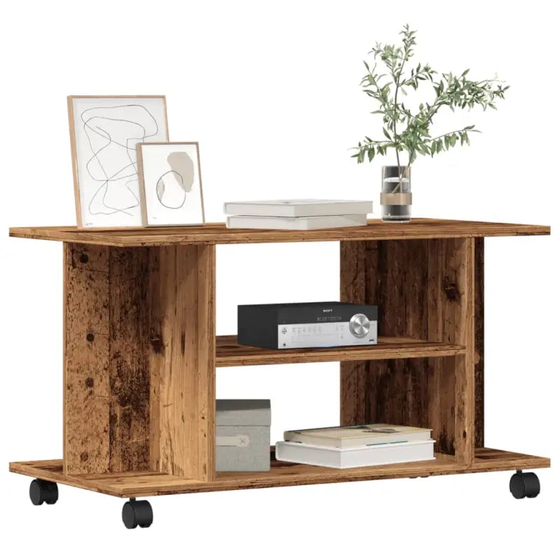 Tv-meubel met open schappen en bewerkt hout voor een trendy interieur - Oud hout / 1 - Tv-meubels