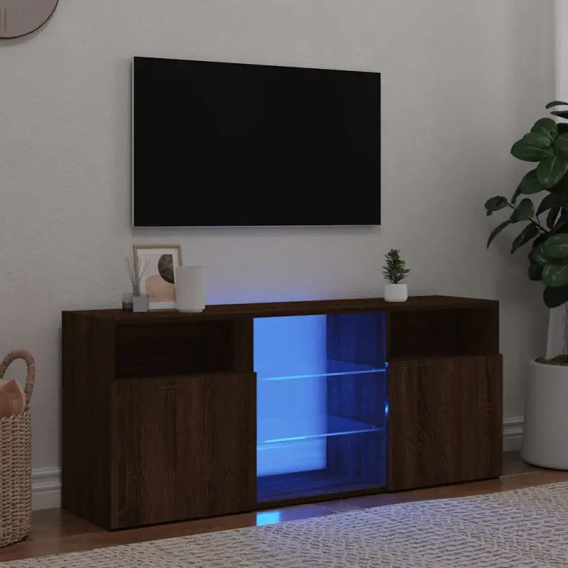 Tv-meubel met RGB LED-verlichting en duurzaam bewerkt hout - bruin eikenkleur / 1 - Tv-meubels