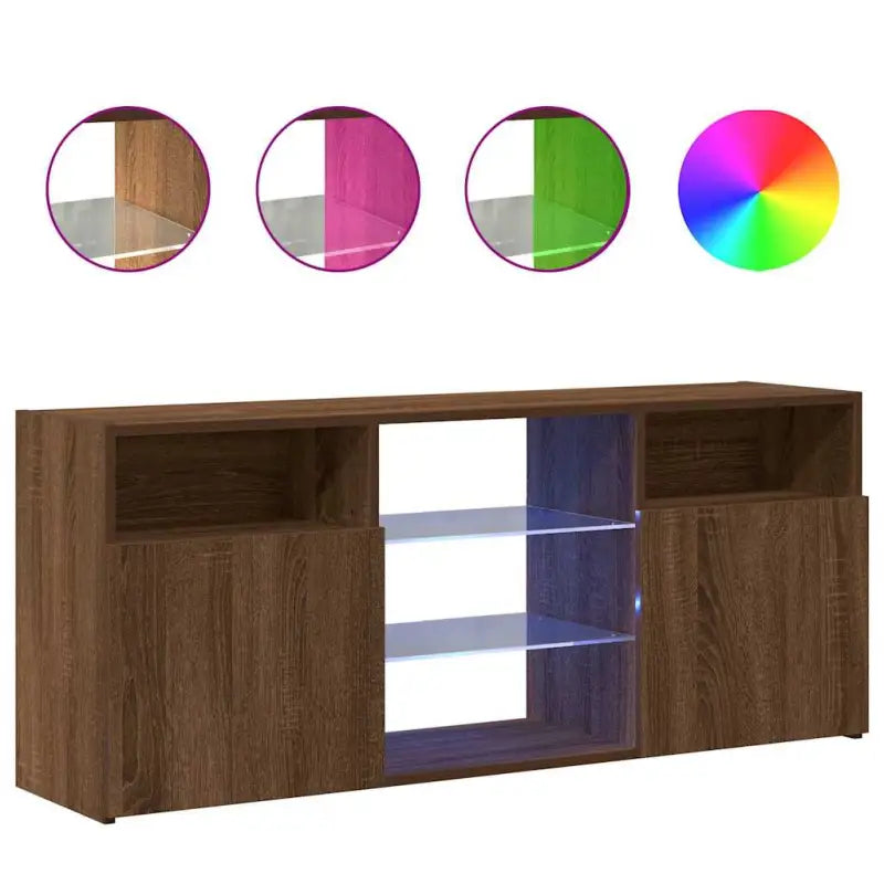Tv-meubel met RGB LED-verlichting en duurzaam bewerkt hout - Tv-meubels