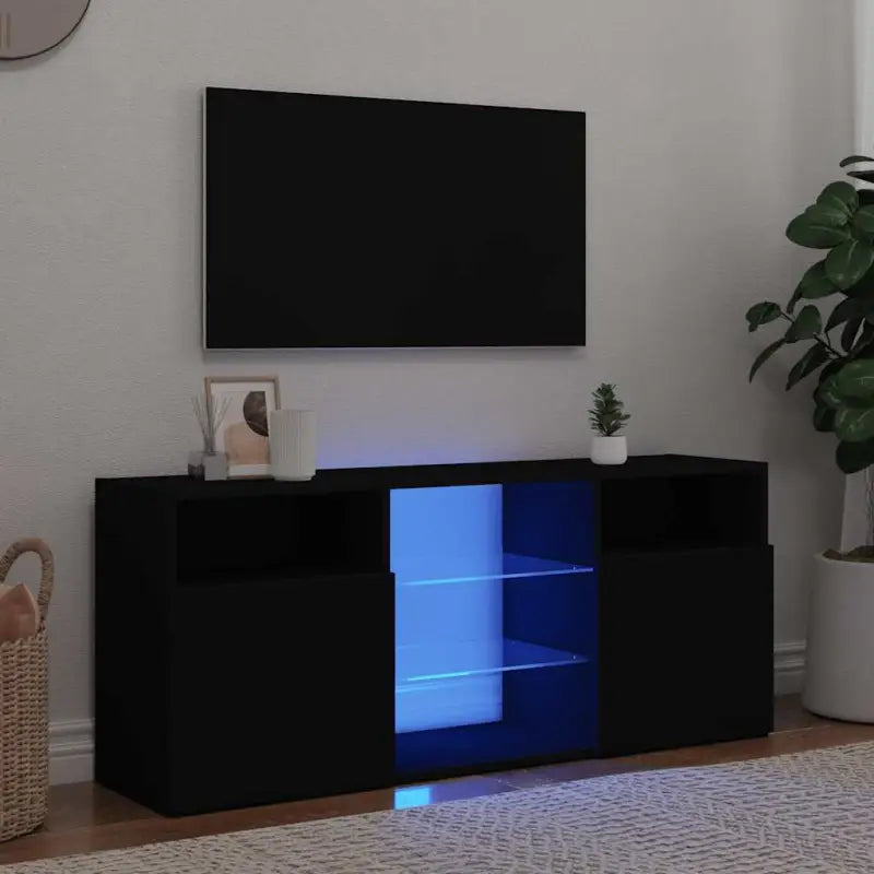 Tv-meubel met RGB LED-verlichting en duurzaam bewerkt hout - Zwart / 1 - Tv-meubels