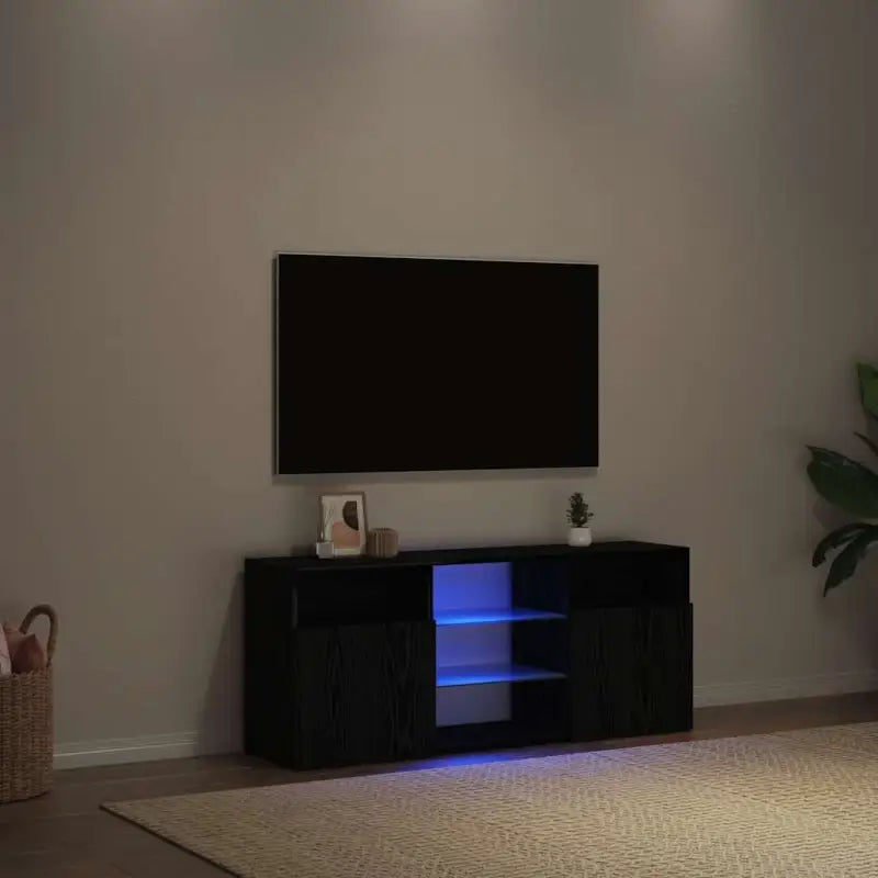 Tv-meubel met RGB LED-verlichting en duurzaam bewerkt hout - Zwart eiken / 1 - Tv-meubels