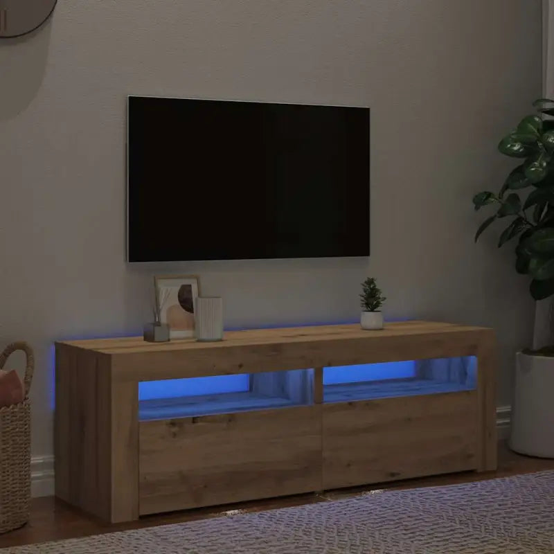 Tv-meubel met rgb led-verlichting en duurzaam ontwerp - artisanaal eikenkleurig / 1 - Tv-meubels