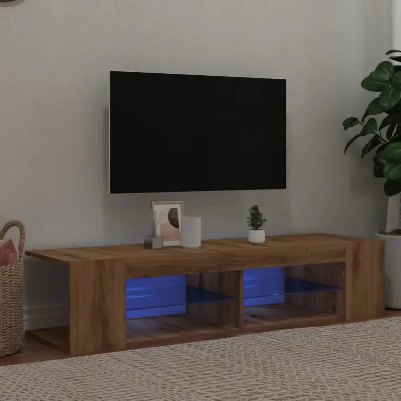 Tv-meubel met rgb led-verlichting en duurzaam ontwerp - artisanaal eikenkleurig / 1 - Tv-meubels