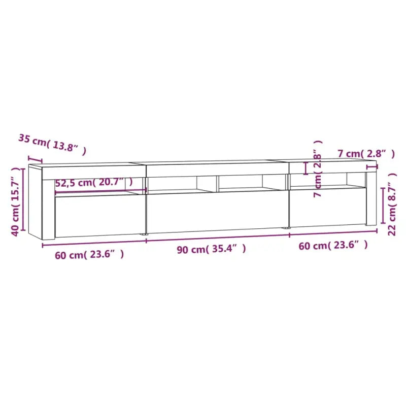 Tv-meubel met rgb led-verlichting en hoogwaardig bewerkt hout - Tv-meubels