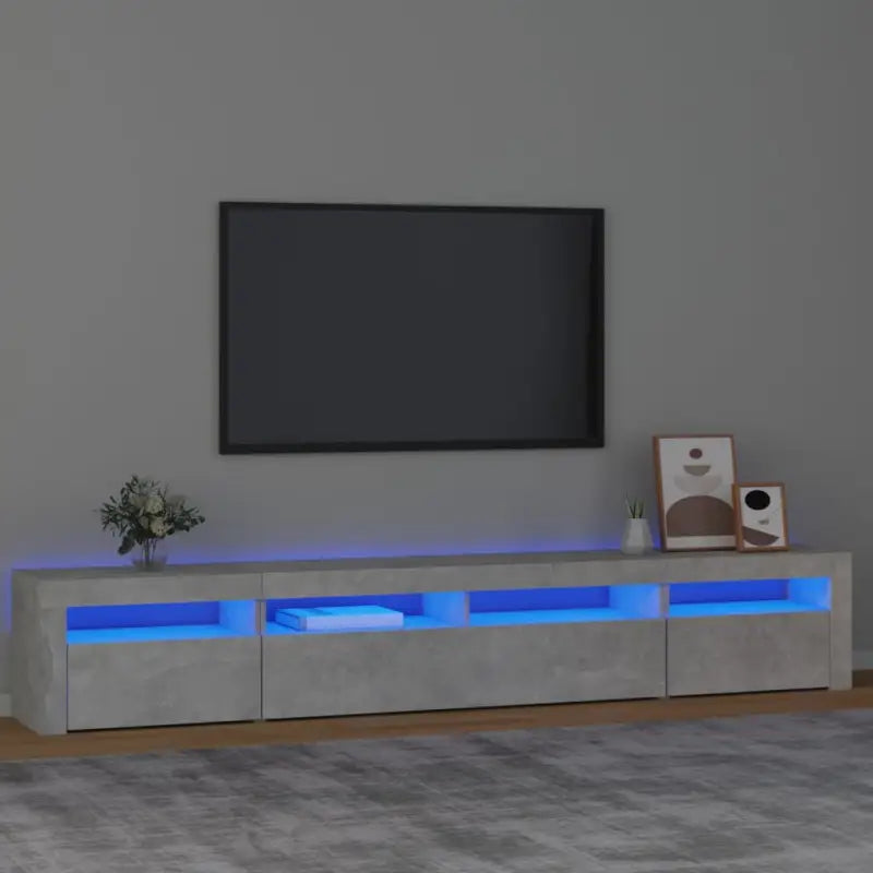 Tv-meubel met rgb led-verlichting en hoogwaardig bewerkt hout - Betongrijs / 1 / 240 cm - Tv-meubels