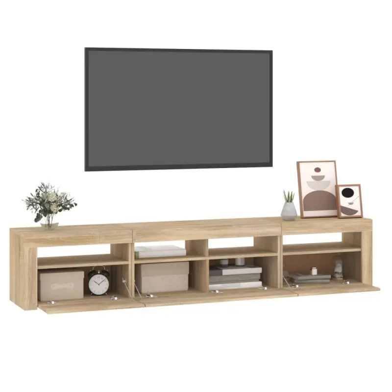 Tv-meubel met rgb led-verlichting en hoogwaardig bewerkt hout - Tv-meubels