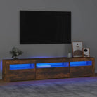 Tv-meubel met rgb led-verlichting en hoogwaardig bewerkt hout - Gerookt eiken / 1 / 195 cm - Tv-meubels