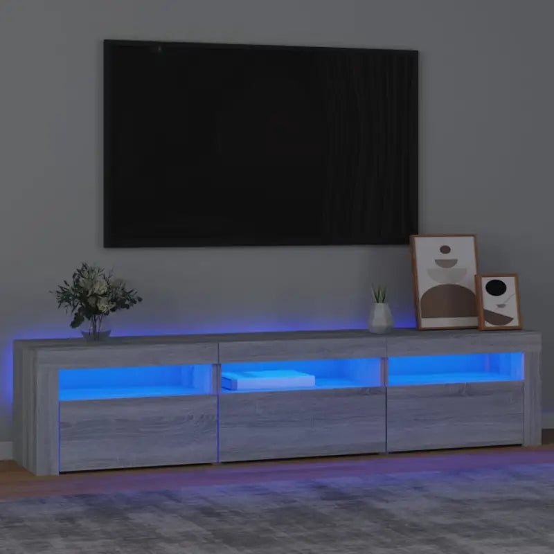 Tv-meubel met rgb led-verlichting en hoogwaardig bewerkt hout - Grijs sonoma / 1 / 180 cm - Tv-meubels