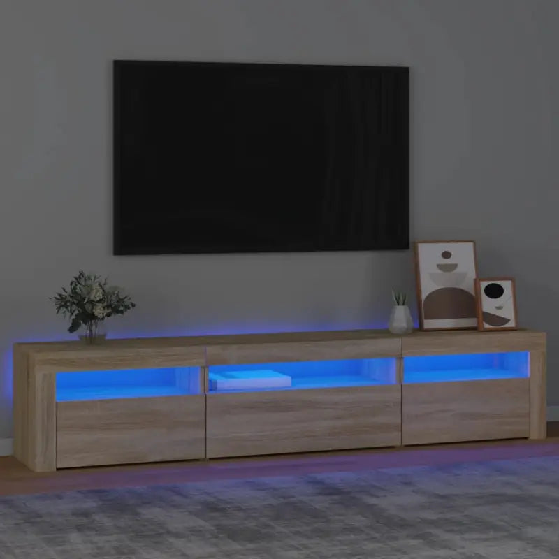 Tv-meubel met rgb led-verlichting en hoogwaardig bewerkt hout - Sonoma eiken / 1 / 195 cm - Tv-meubels