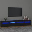 Tv-meubel met rgb led-verlichting en hoogwaardig bewerkt hout - Zwart / 1 / 240 cm - Tv-meubels