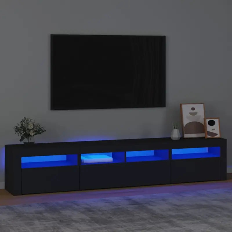 Tv-meubel met rgb led-verlichting en hoogwaardig bewerkt hout - Zwart / 1 / 210 cm - Tv-meubels
