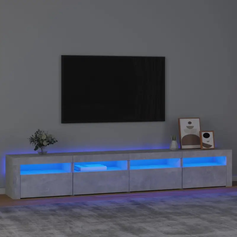 Tv-meubel met rgb led-verlichting en praktisch houten ontwerp - Betongrijs / 1 / 240 cm - Tv-meubels