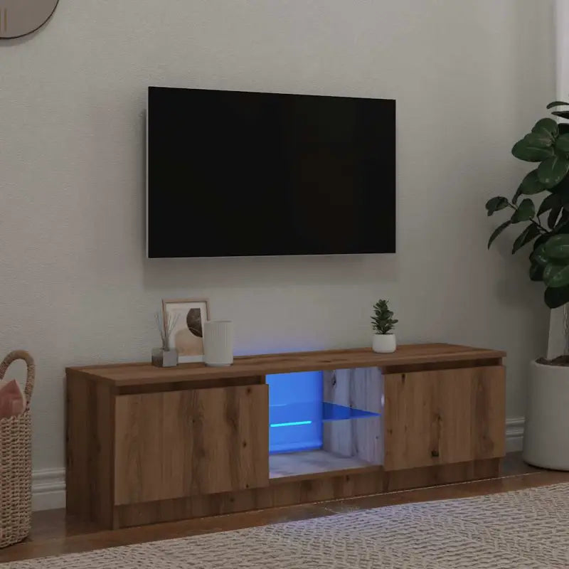 Tv-meubel met rgb led-verlichting en stevig praktisch ontwerp - artisanaal eikenkleurig / 120 x 30 x 36 cm / 1
