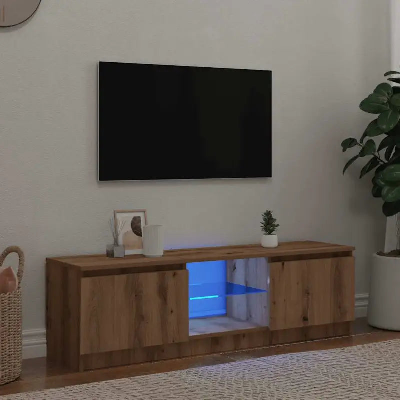 Tv-meubel met rgb led-verlichting en stevig praktisch ontwerp - artisanaal eikenkleurig / 140 x 40 x 36 cm / 1