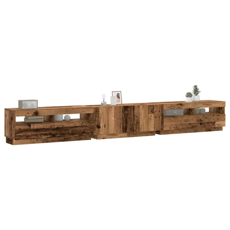 Tv-meubel met rgb led-verlichting en stevig praktisch ontwerp - Oud hout / 1 - Tv-meubels