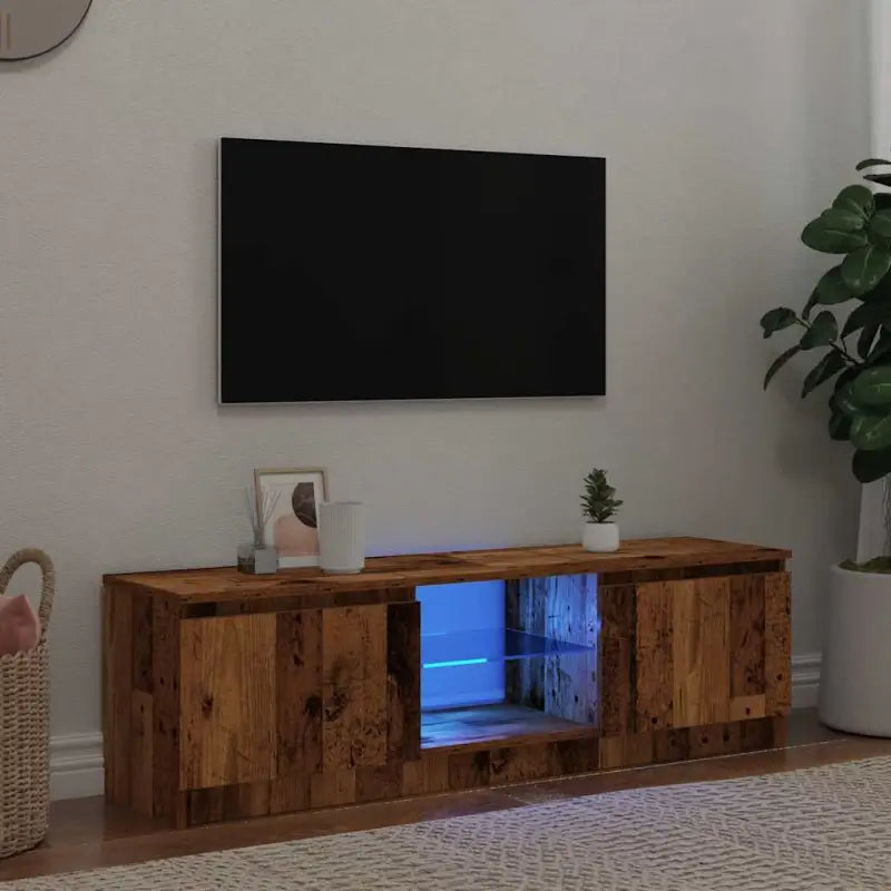 Tv-meubel met rgb led-verlichting en stevig praktisch ontwerp - Oud hout / 140 x 40 x 36 cm / 1 - Tv-meubels