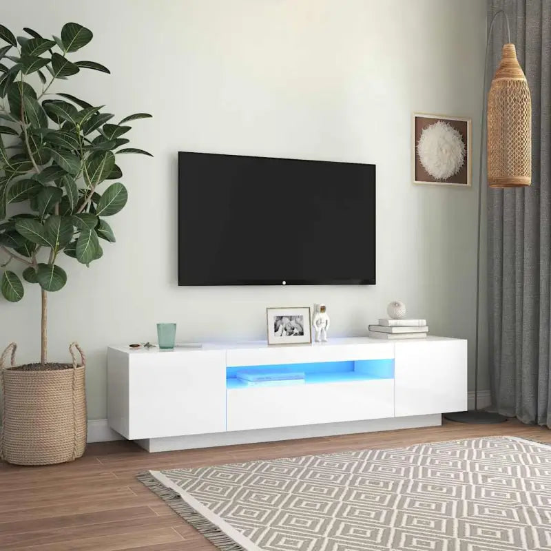 Tv-meubel met RGB LED-verlichting en trendy duurzaam ontwerp - Hoogglans wit / 1 - Tv-meubels